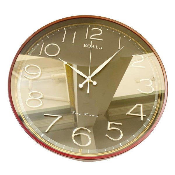 Minimalist Design Black and Coffee Round Analog Wall Clock 40 cm