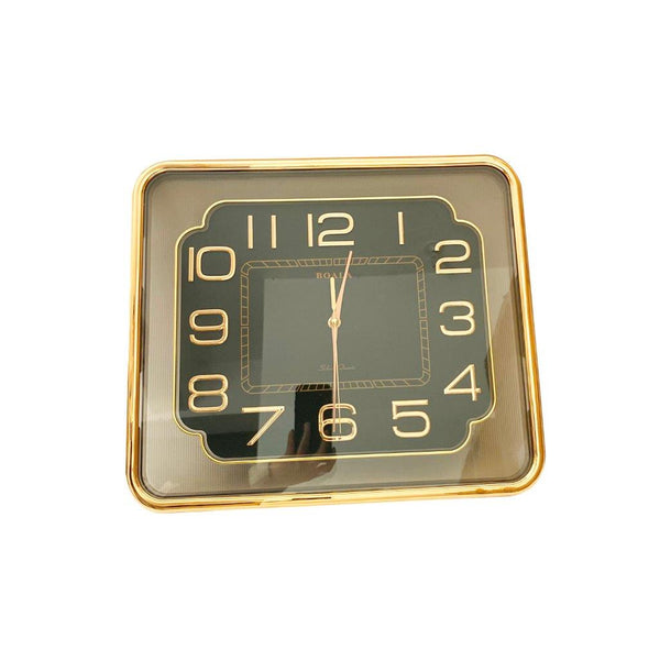 Minimalist Design Gold and Black Rectangle Analog Wall Clock 37*42 cm