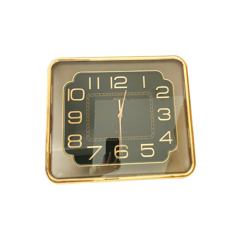 Minimalist Design Gold and Black Rectangle Analog Wall Clock 37*42 cm