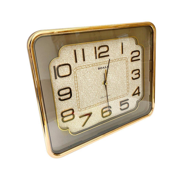 Minimalist Design Gold and White Rectangle Analog Wall Clock 37*42 cm
