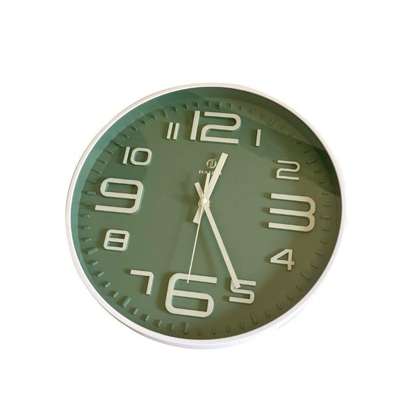 Minimalist Design Green Round Analog Wall Clock 30*30 cm