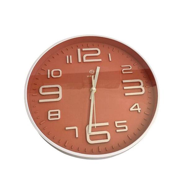 Minimalist Design Red Round Analog Wall Clock 30*30 cm