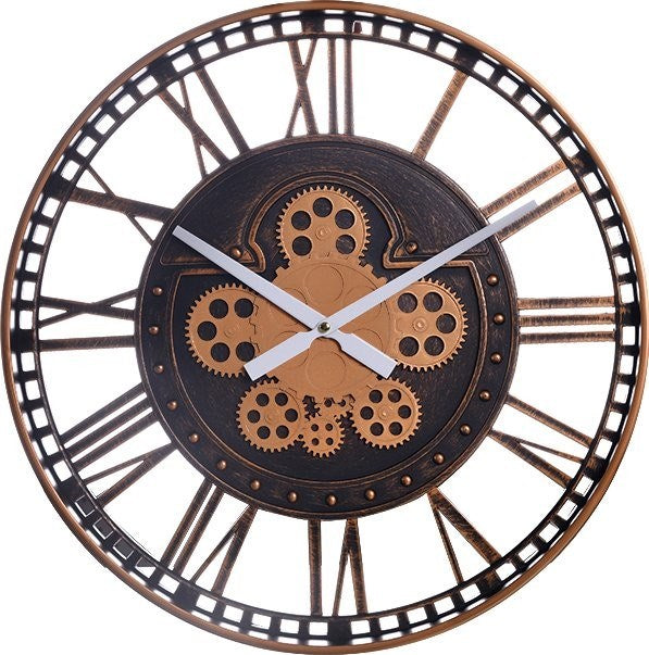 Antique Analog Vintage Craft Mechanical Round Wall Clock 50*50 cm