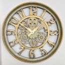 Modern 3d Skeleton Metallic Brown Mechanical Grey Wall Clock 40*40 cm
