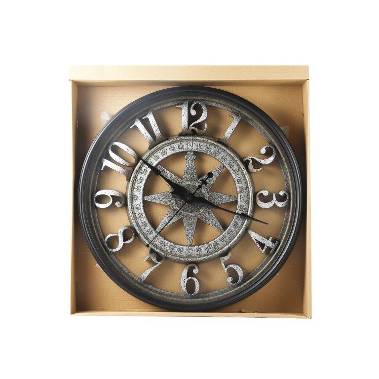 Antique Analog 3d Royal Vintage Metallic Grey Wall Clock  45*45 cm