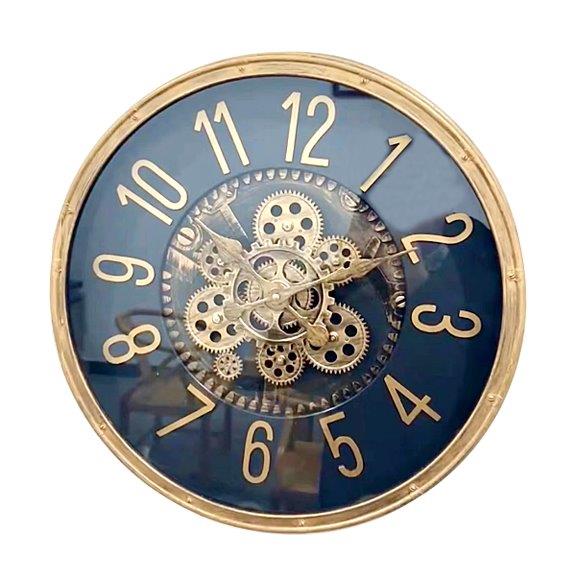 Modern 3d Skeleton Black Gold Mechanical Display Wall Clock 50 cm