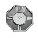 Decorative Hexagonal Shape Silver Glitter Design Analog Deco Wall Clock 47 cm