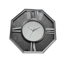 Decorative Hexagonal Shape Black Glitter Design Analog Deco Wall Clock 47 cm