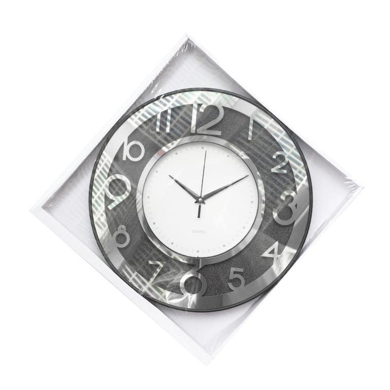 Decorative Round Shape Black Glitter Design Analog Deco Wall Clock  40 cm