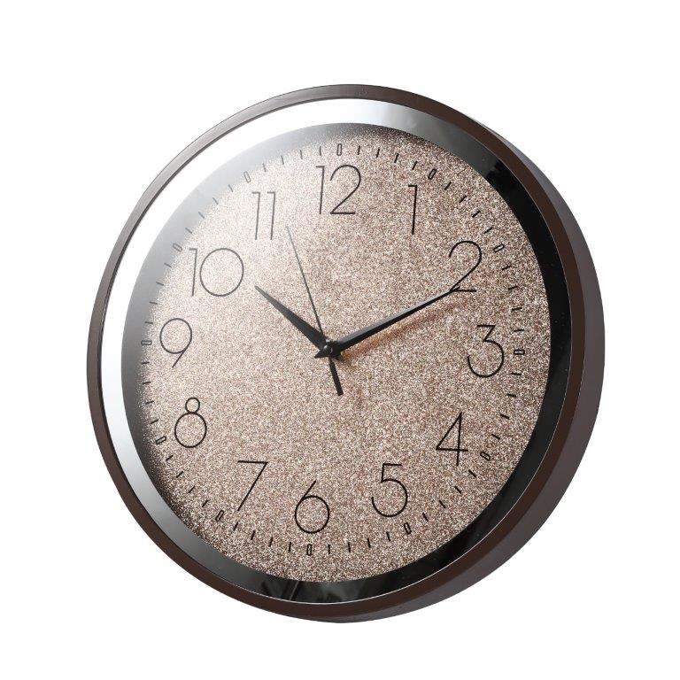 Decorative Round Shape Gold Glitter Design Analog Deco Wall Clock  35 cm