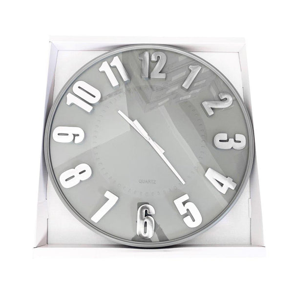 Minimalist Design Grey Metal Round Analog Wall Clock 75 cm