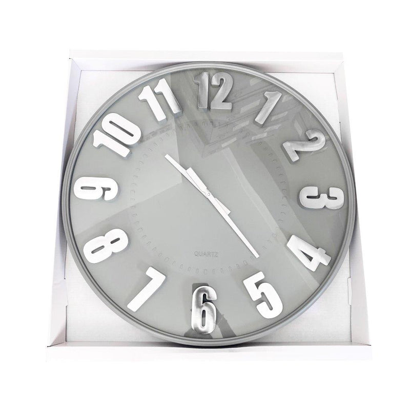 Minimalist Design Grey Metal Round Analog Wall Clock 75 cm