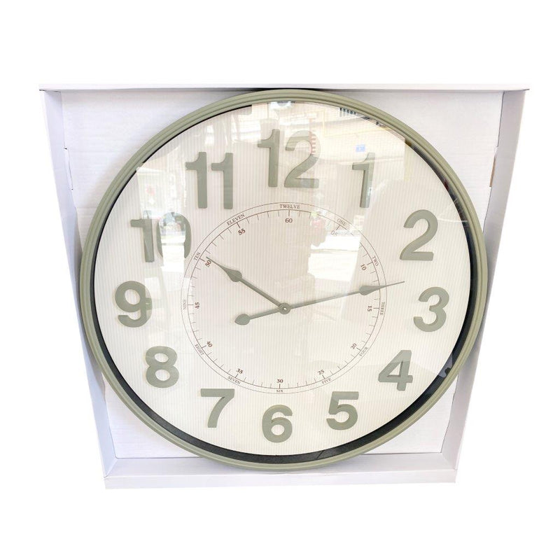 Minimalist Design Grey Metal Round Analog Wall Clock 75 cm