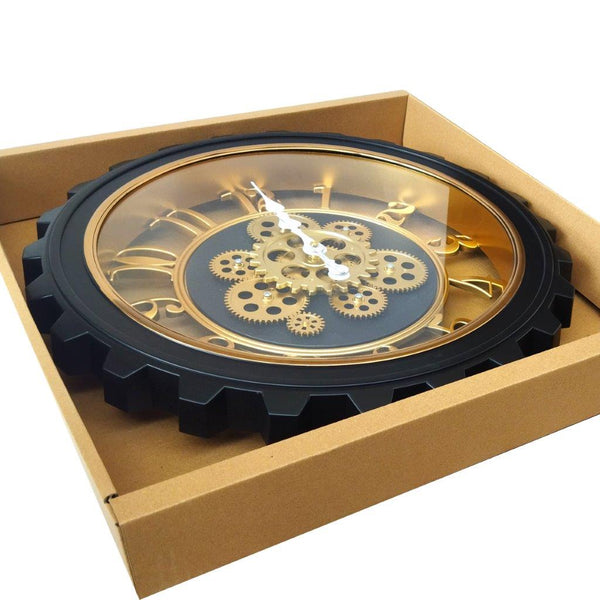 Modern 3d Skeleton Gold Mechanical Display Wall Clock 50*50 cm