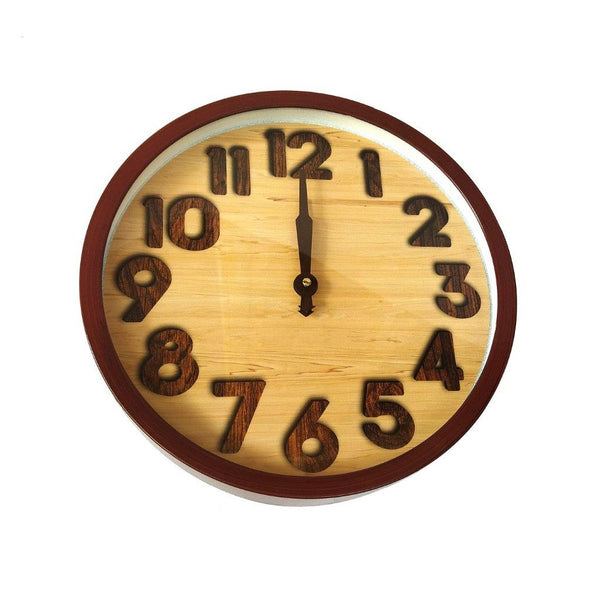 Minimalist Design Brown Round Analog Wall Clock 30 cm