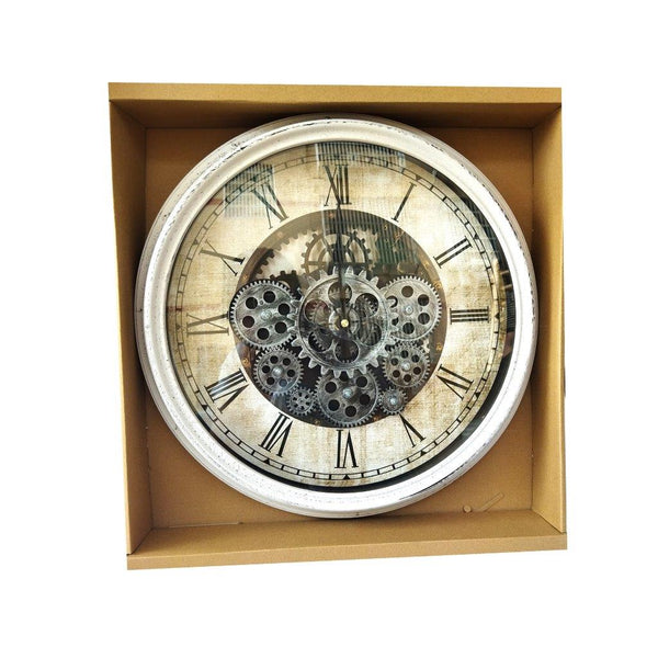 Modern 3d Skeleton Silver Mechanical Display Wall Clock 43 cm