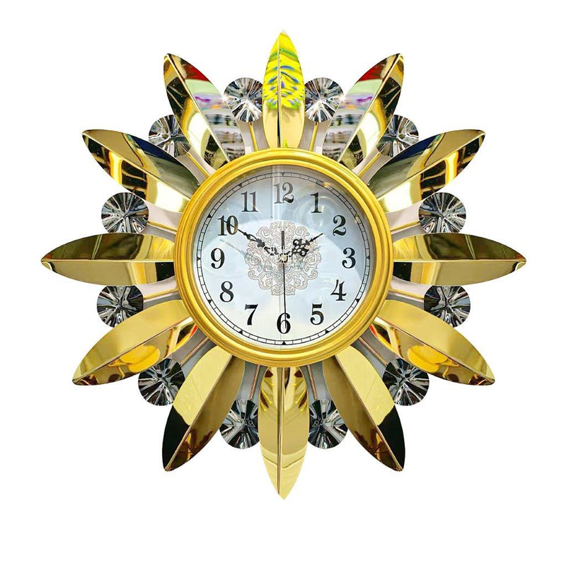 Decorative Abstract Design Metal Round Gold Frame Wall Clock 60 cm