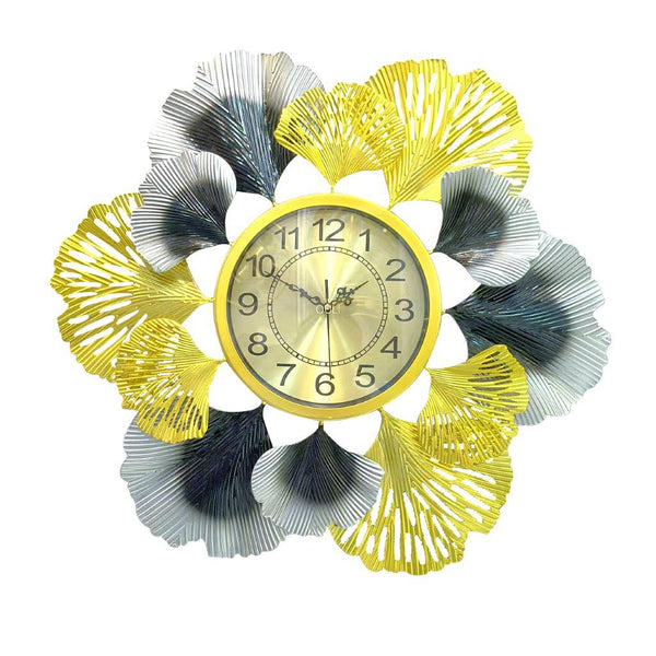 Decorative Abstract Design Metal Round Gold Frame Wall Clock 67 cm 67 cm