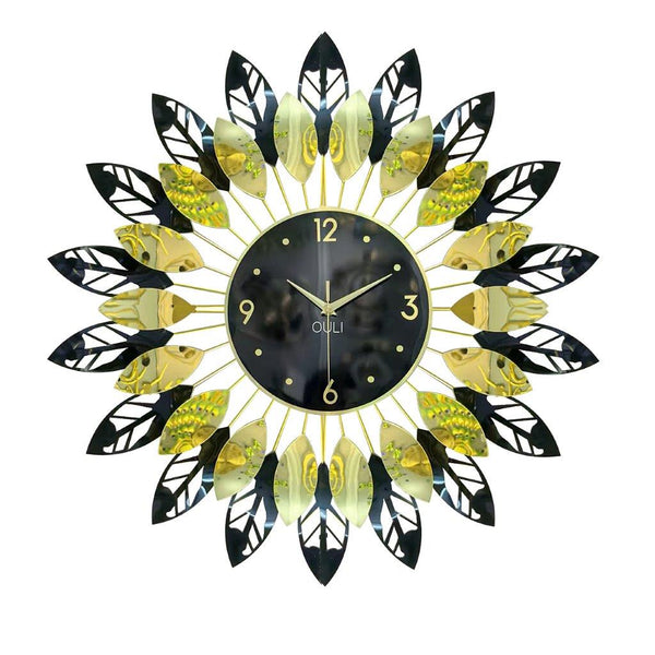 Decorative Abstract Design Metal Round Gold Frame Wall Clock 67 cm 67 cm