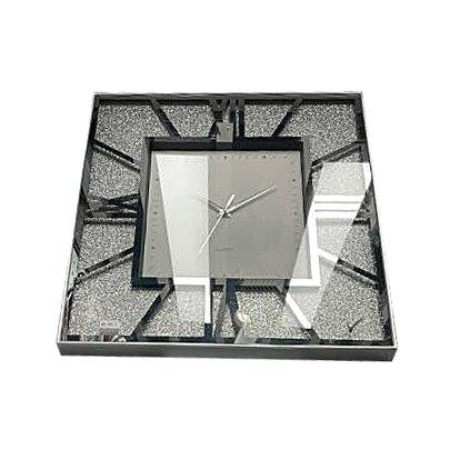 Decorative Rectangle Shape Silver Glitter Design Analog Deco Wall Clock 47 cm