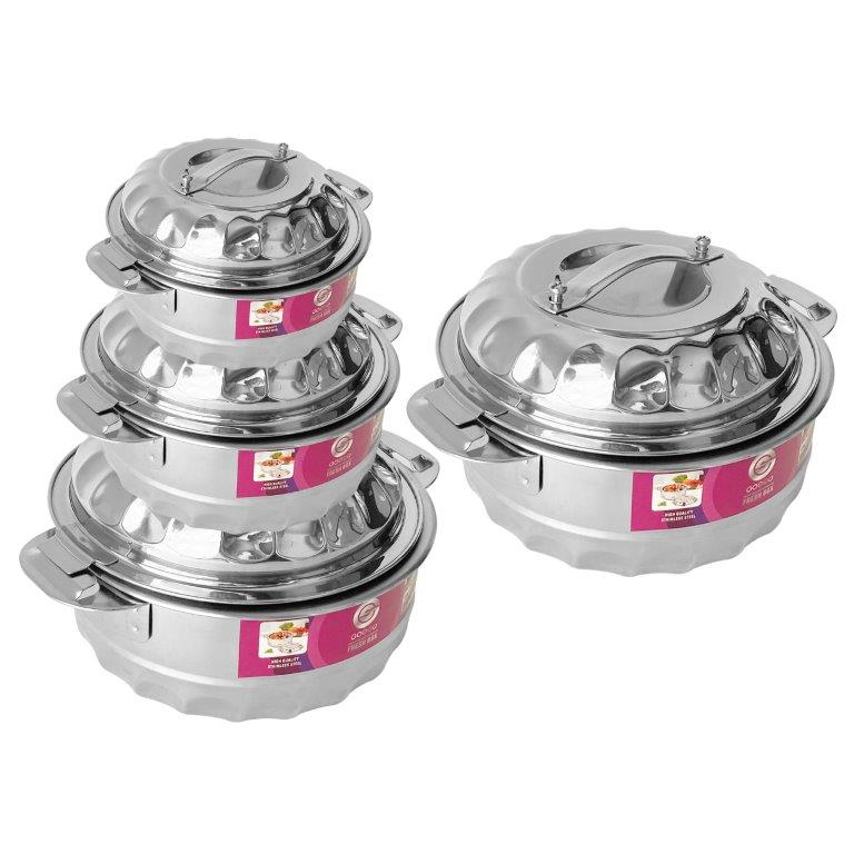 Stainless Steel Vacuum Insulated Hot Pot Food Warmer set of 4 Pcs 1/2/3/4L