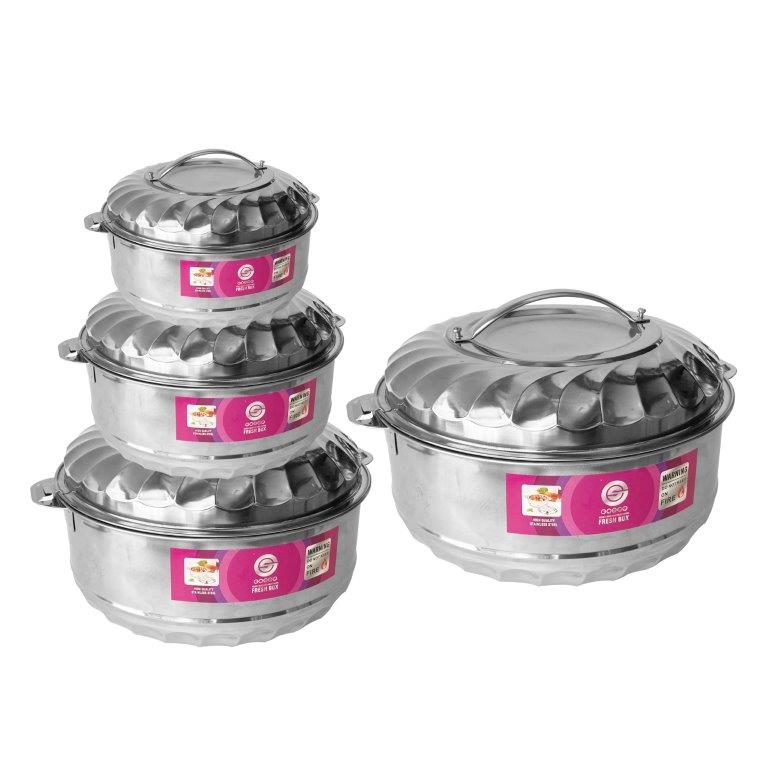 Stainless Steel Vacuum Insulated Hot Pot Food Warmer set of 4 Pcs 7.5/10/15/20L