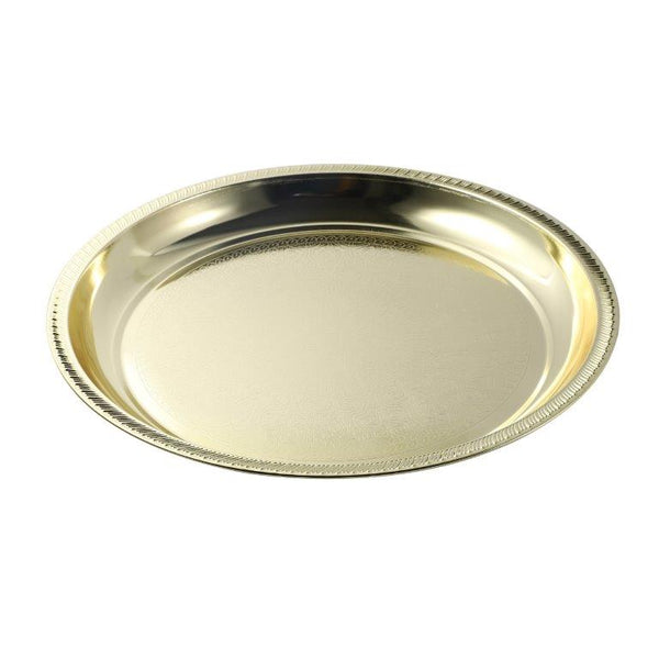 Gold Plated Stainless Steel Round Serving Tray 35 cm
