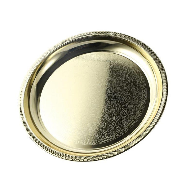 Gold Plated Stainless Steel Round Serving Tray 45 cm
