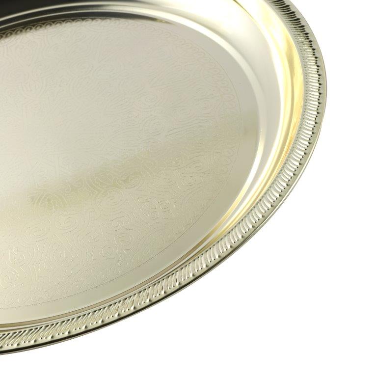 Gold Plated Stainless Steel Round Serving Tray 45 cm