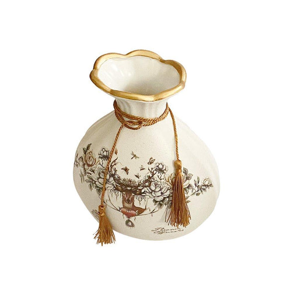Home Decor Table Top Abstract Print Ceramic Vase Set of 3 Pcs 9*24/8.5*16/20 cm