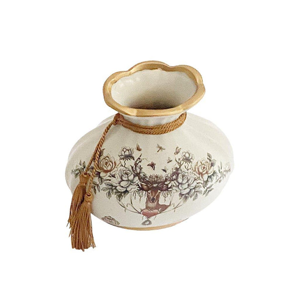 Home Decor Table Top Abstract Print Ceramic Vase Set of 3 Pcs 9*24/8.5*16/20 cm