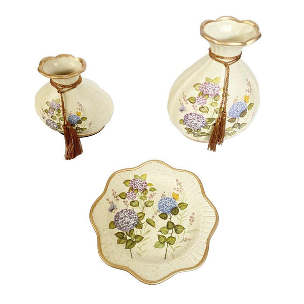 Home Decor Table Top Abstract Print Ceramic Vase Set of 3 Pcs 9*24/8.5*16/20 cm