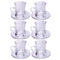 Premium Clear Glass Tea cup with Saucer Set of 6 Pcs 5.5*7.7/11 cm