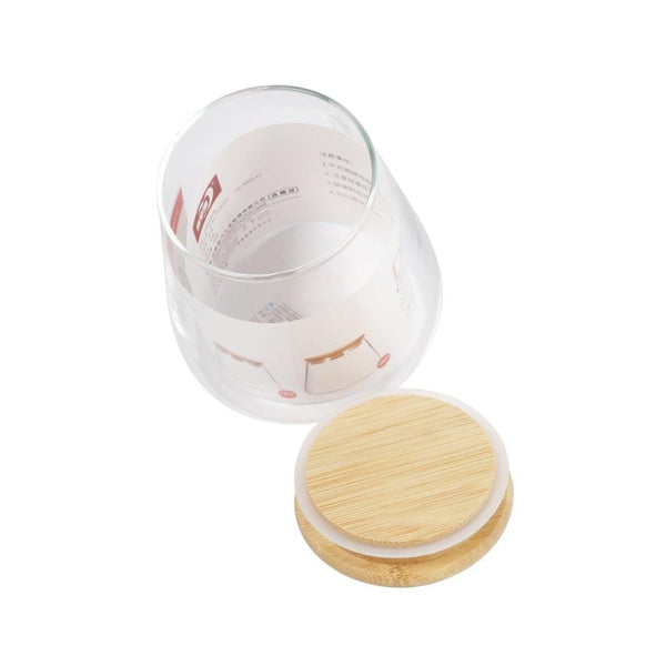 Airtight Bamboo Lid Glas Condiment Seasoning Jar 550 ml