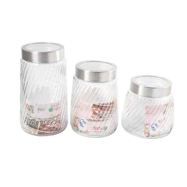 Glass Canister Set of 3 Pcs 10*12.5/10*16/10*20.5 cm