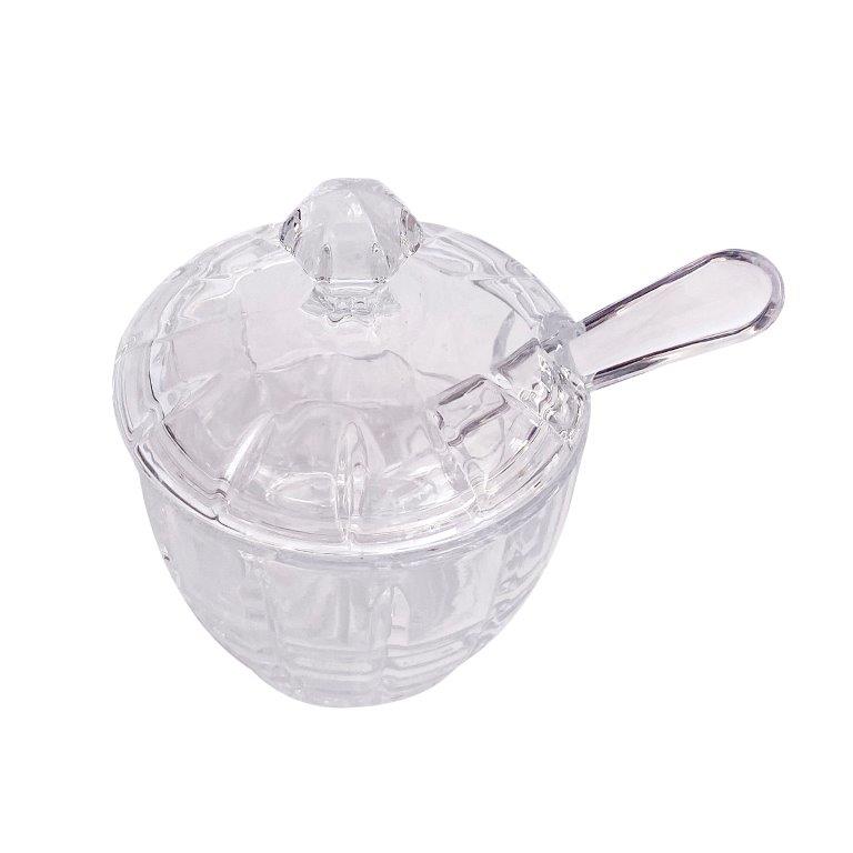 Glass Sugar Pot Condiment Seasoning Jar 8.5*11.5 cm