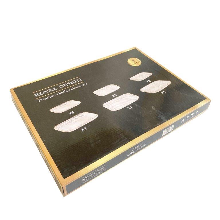 Crystal Cut Glass Appetizer Dish Dessert Plate Set of 7 Pcs 15*26.5 cm