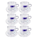 Glass Tea Cup & Saucer Set/6 Pcs 7*6.5/12 cm