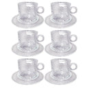 Glass Tea Cup & Saucer Set/6 Pcs 7*6.5/12 cm