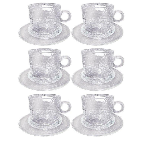 Glass Tea Cup & Saucer Set/6 Pcs 7*6.5/12 cm