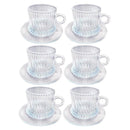 Glass Tea Cup & Saucer Set/6 Pcs 7*6.5/12 cm