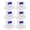Glass Tea Cup & Saucer Set/6 Pcs 7*6.5/12 cm