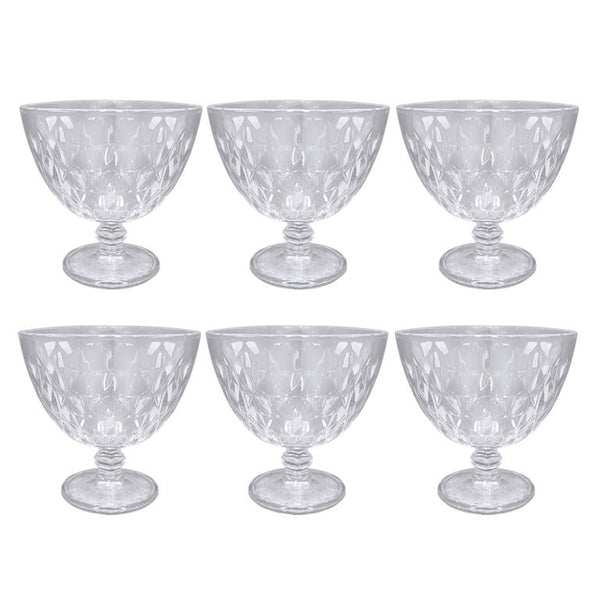 Glass Ice Cream and Dessert Bowl Set of 6 Pcs 11*10.5 cm