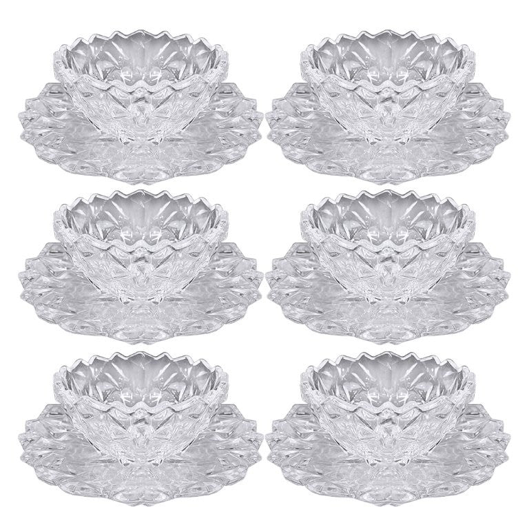Glass Ice Cream and Dessert Bowl Set of 6 Pcs 11.5*5.5/17 cm