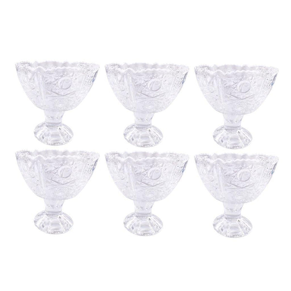 Crystal Cut Glass Ice Cream and Dessert Bowl Set of 6 Pcs 10.5*10.5 cm