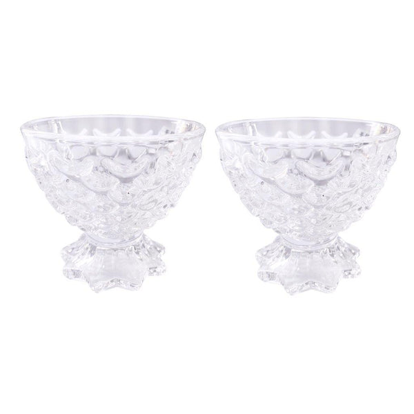 Crystal Cut Glass Ice Cream and Dessert Bowl Set of 2 Pcs 10.5*10.5 cm