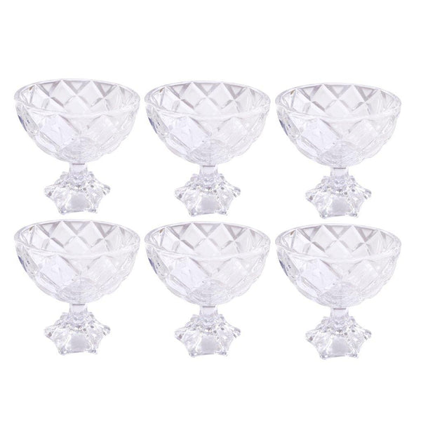 Crystal Cut Glass Ice Cream and Dessert Bowl Set of 6 Pcs 155 ml