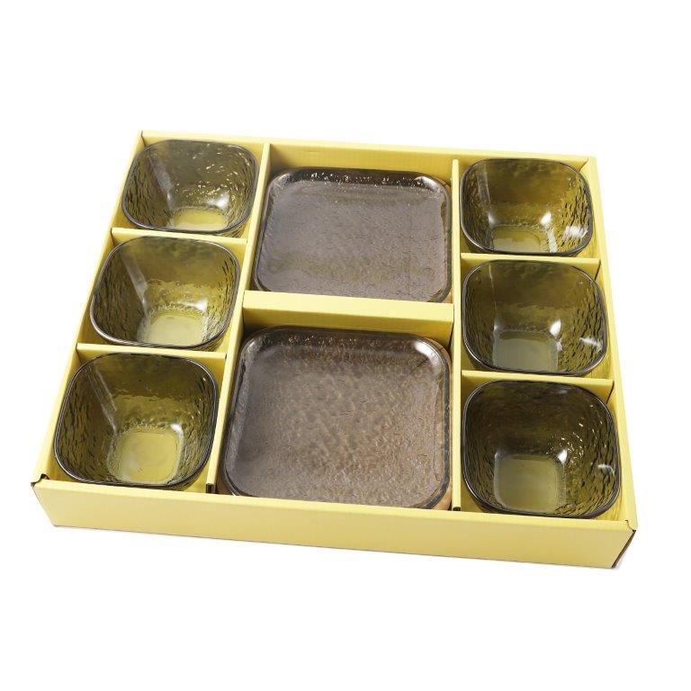 Crystal Glass Ice Cream and Dessert Bowl with Saucer Set of 12 Pcs 10*6.5/15.5*1.5 cm
