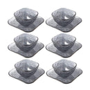 Crystal Glass Ice Cream and Dessert Bowl with Saucer Set of 12 Pcs 10*6.5/15.5*1.5 cm