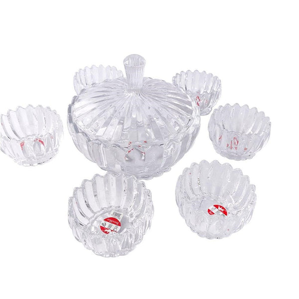 Crystal Cut Glass Ice Cream and Dessert Bowl Set of 6 Pcs ** Inspect Actual 1100+1300 ml